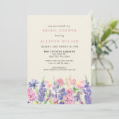 Invitation Elégante Fête des mariées Fleur sauvage aquarelle (Debout devant)