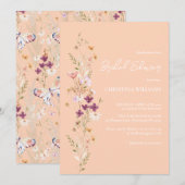 Invitation Élégante Fête des mariées Fleur sauvage de Peach B (Devant / Derrière)
