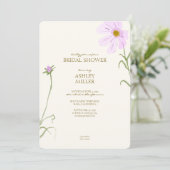 Invitation Élégante Fête des mariées Fleur sauvage de ressort (Debout devant)