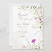 Invitation Élégante Fête des mariées Fleur sauvage moderne (Devant)