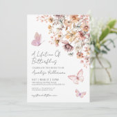 Invitation Élégante Fête des mariées Fleur sauvage papillon (Debout devant)