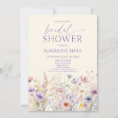 Invitation Élégante Fête des mariées Fleur sauvage rose pourp (Devant)