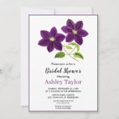 Invitation Élégante Fête des mariées fleurie de boho pourpre (Devant)