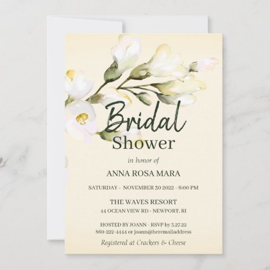 Invitation *~* Elégante Fête des mariées fleurie Rose de plag (Devant)