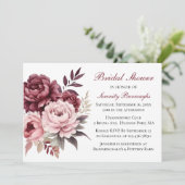 Invitation Elégante Fête des mariées Floral Aquarelle Peonies (Debout devant)