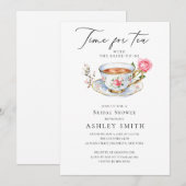 Invitation Elégante Fête des mariées Floral Tea Party (Devant / Derrière)