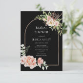 Invitation Élégante Fête des mariées florale (Debout devant)