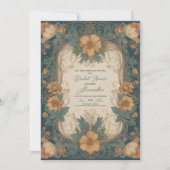 Invitation Elégante Fête des mariées florale Art Nouveau (Devant)