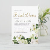 Invitation Elégante Fête des mariées Florale Blanche (Debout devant)