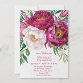 Invitation Élégante Fête des mariées florale blanche violette (Devant)