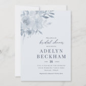 Invitation Elégante Fête des mariées florale bleu Dusty (Devant)