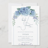 Invitation Elégante Fête des mariées florale bleu Dusty (Devant)