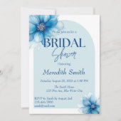 Invitation Elégante Fête des mariées Florale Bleue (Devant)