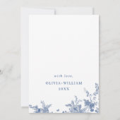 Invitation Elégante FÊTE DES MARIÉES Florale Bleue Victorienn (Dos)