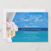 Invitation Elégante Fête des mariées Florale Blue Ocean Beach (Devant)