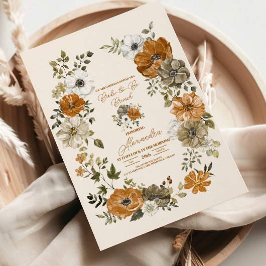 Invitation Elégante Fête des mariées florale Boho