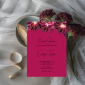 Invitation Elégante Fête des mariées florale bordeaux