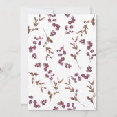 Invitation Elégante Fête des mariées florale bourguignonne (Dos)