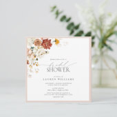 Invitation Élégante Fête des mariées florale chaude et chaude (Debout devant)