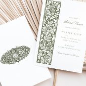 Invitation Elégante Fête des mariées Florale Crème d'olive