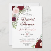 Invitation Elégante Fête des mariées florale d'aquarelle bord (Devant)