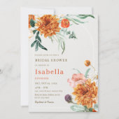 Invitation Élégante Fête des mariées florale de chute d'orang (Devant)