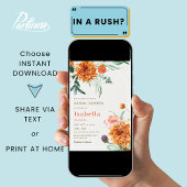 Invitation Élégante Fête des mariées florale de chute d'orang