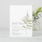 Invitation Élégante Fête des mariées florale de fougères vert (Debout devant)