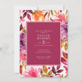 Invitation Élégante Fête des mariées florale de la chute Mage (Devant)