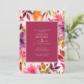 Invitation Élégante Fête des mariées florale de la chute Mage (Debout devant)