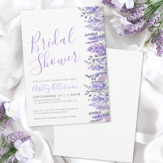 Invitation Elégante Fête des mariées florale de Lavande aquar