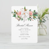 Invitation Élégante Fête des mariées florale de Magnolia (Debout devant)