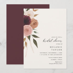 Invitation Élégante Fête des mariées florale de prune de Bour