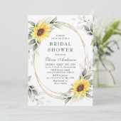Invitation Elégante Fête des mariées florale de tournesol (Debout devant)