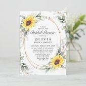 Invitation Elégante Fête des mariées florale de tournesol (Debout devant)