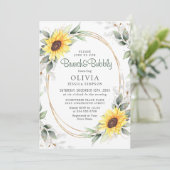 Invitation Elégante Fête des mariées florale de tournesol (Debout devant)