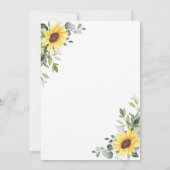 Invitation Elégante FÊTE DES MARIÉES florale de tournesol (Dos)