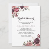 Invitation Élégante Fête des mariées florale d'été de Bourgog (Devant)