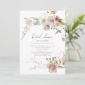 Invitation Elégante Fête des mariées florale Dusty Pink Garde (Debout devant)