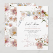 Invitation Elégante Fête des mariées florale Dusty Pink Garde (Devant / Derrière)