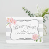 Invitation Élégante Fête des mariées florale en argent (Debout devant)