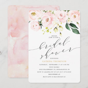 Invitation Élégante Fête des mariées florale et d'Eucalyptus