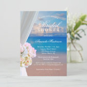 Invitation Elégante Fête des mariées Florale été Ocean Beach (Debout devant)