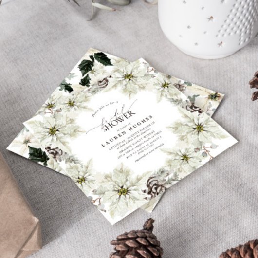 Invitation Élégante Fête des mariées florale hivernale