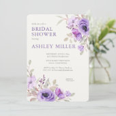 Invitation Elégante Fête des mariées florale Lavande (Debout devant)