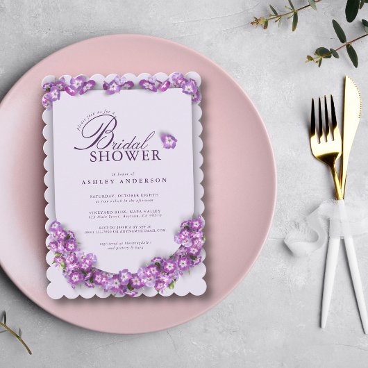 Invitation Élégante Fête des mariées florale Lilac I Arch vio