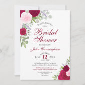 Invitation Elégante Fête des mariées florale Magenta (Devant)