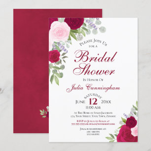 Invitation Elégante Fête des mariées florale Magenta