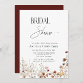 Invitation Élégante Fête des mariées florale minimale (Devant / Derrière)