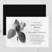 Invitation Elégante Fête des mariées florale noir et blanc Ir (Devant / Derrière)